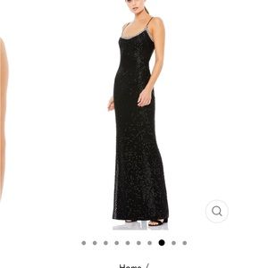 BEADED SPAGHETTI STRAP COLUMN GOWN